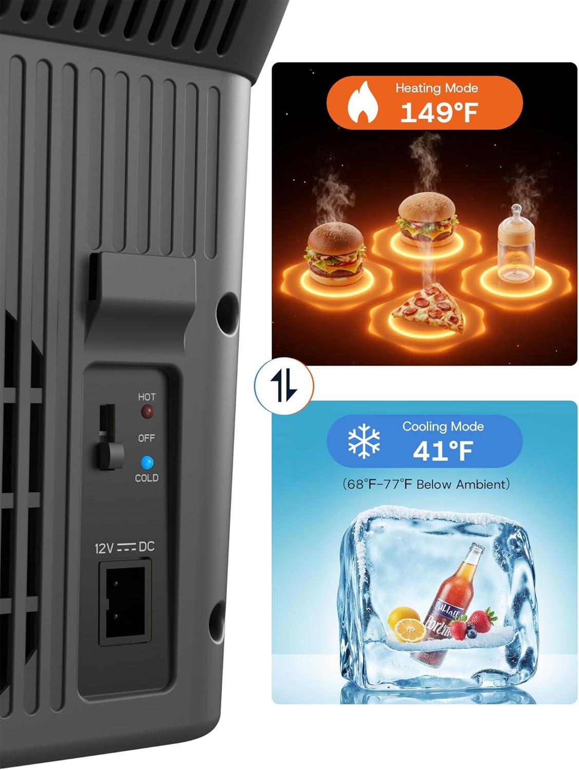 imageUpstreman 12 QT Portable Electric Cooler Thermoelectric Cooler And Warmer with Shoulder Strap 12V Car Adapter Car Refrigerator For Camping Travel Boat AR11