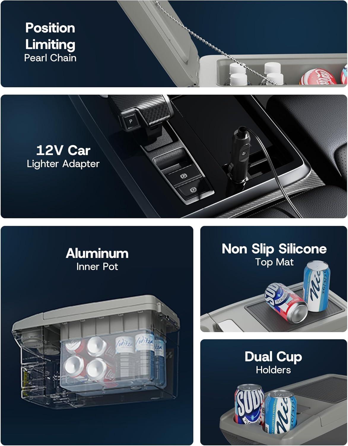 imageUpstreman 12 QT Portable Electric Cooler Thermoelectric Cooler And Warmer with Shoulder Strap 12V Car Adapter Car Refrigerator For Camping Travel Boat AR11