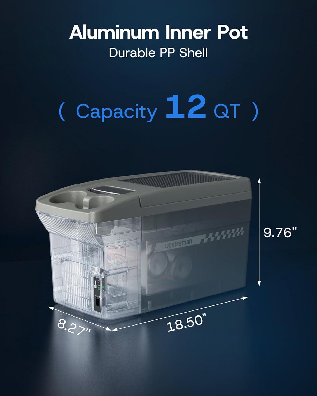 imageUpstreman 12 QT Portable Electric Cooler Thermoelectric Cooler And Warmer with Shoulder Strap 12V Car Adapter Car Refrigerator For Camping Travel Boat AR11