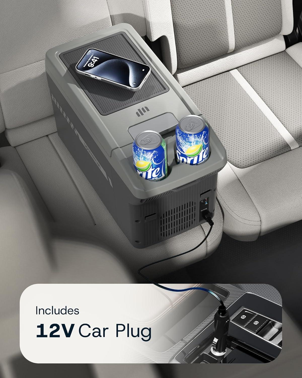 imageUpstreman 12 QT Portable Electric Cooler Thermoelectric Cooler And Warmer with Shoulder Strap 12V Car Adapter Car Refrigerator For Camping Travel Boat AR11