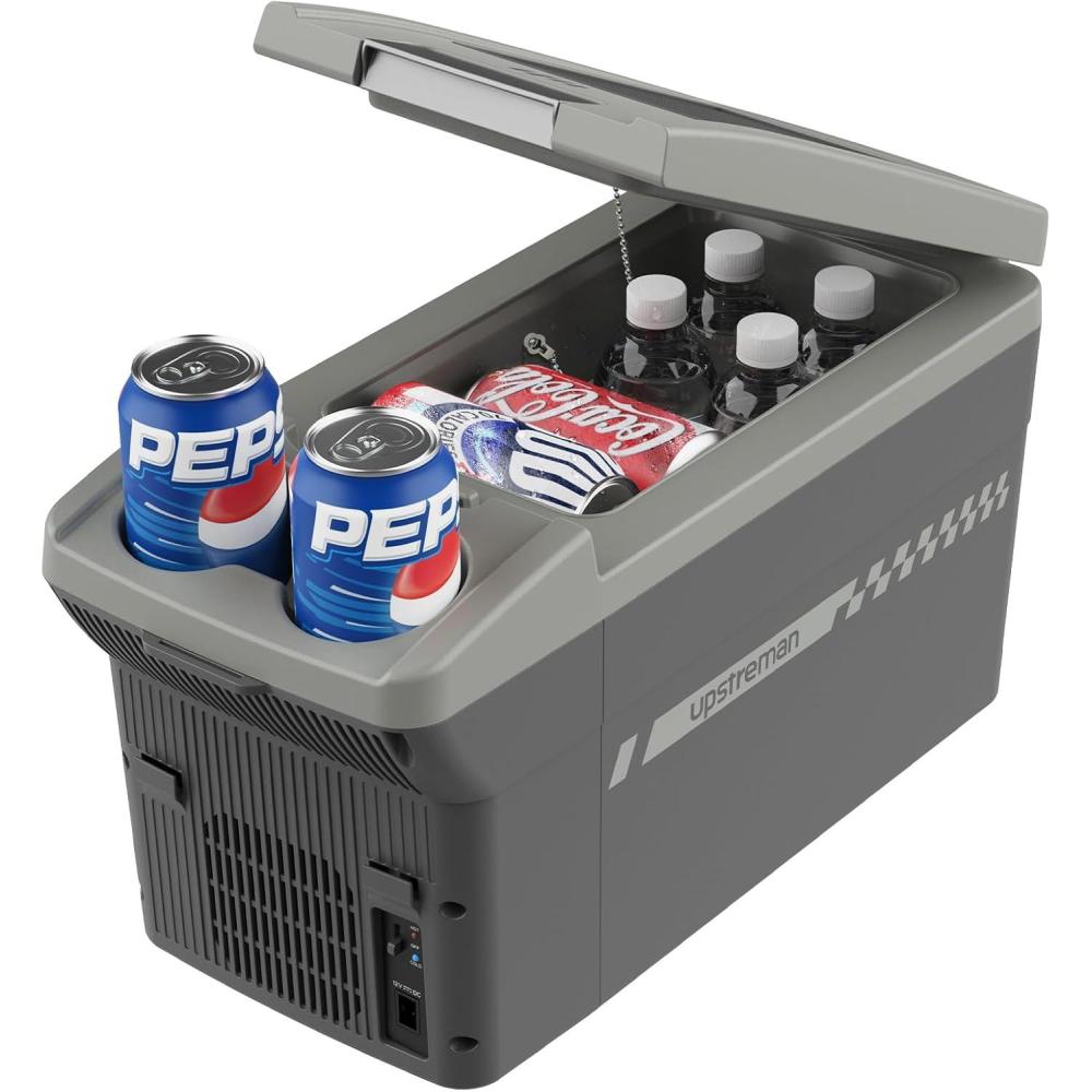 imageUpstreman 12 QT Portable Electric Cooler Thermoelectric Cooler And Warmer with Shoulder Strap 12V Car Adapter Car Refrigerator For Camping Travel Boat AR11
