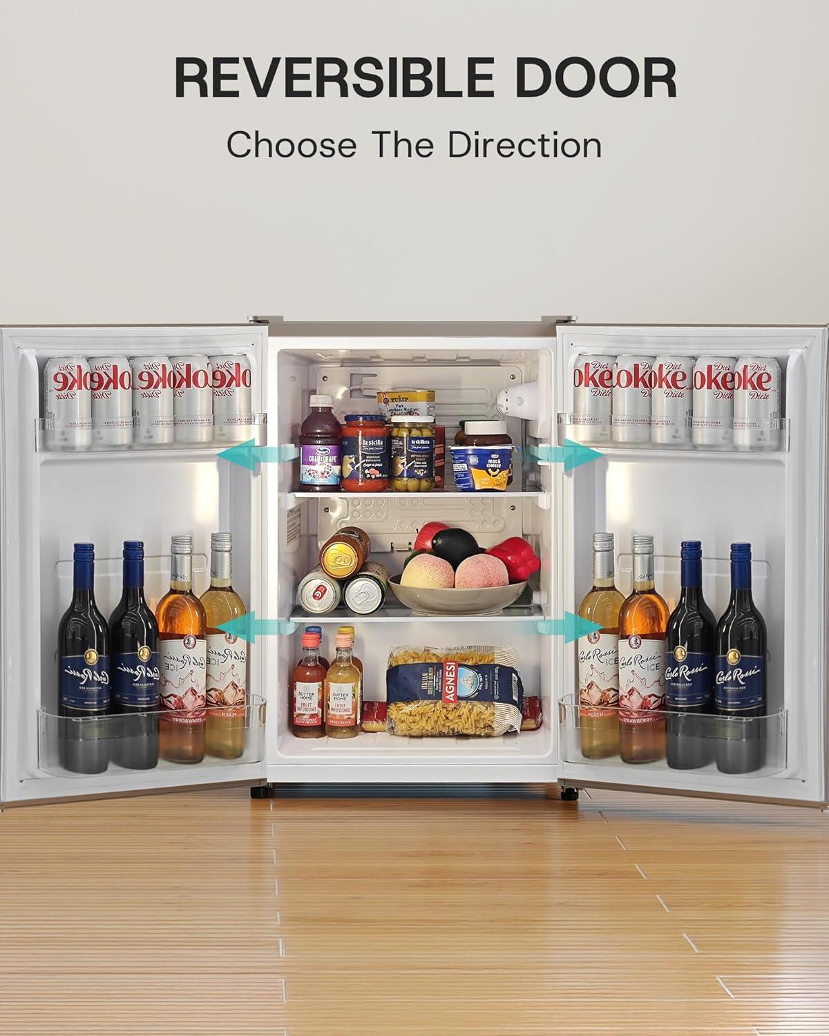 imageUpstreman 25 CuFt AllRefrigerator Mini Fridge Single Door Small Refrigerator Dorm Fridge with 7 Adjustable Thermostat Compact Refrigerator for Office Bedroom or Dorm SilverCR26