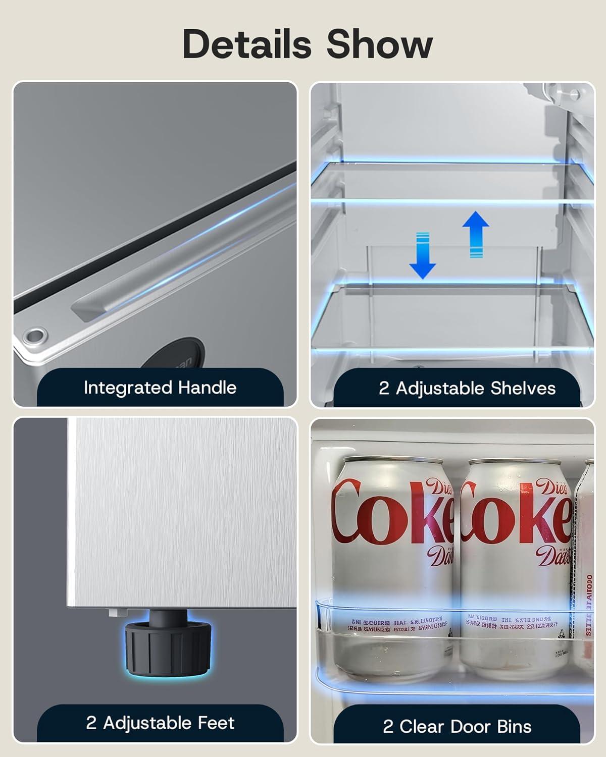 imageUpstreman 25 CuFt AllRefrigerator Mini Fridge Single Door Small Refrigerator Dorm Fridge with 7 Adjustable Thermostat Compact Refrigerator for Office Bedroom or Dorm SilverCR26