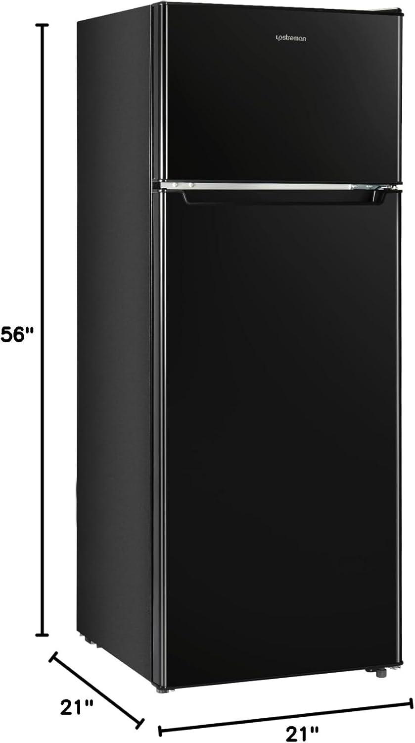 imageUpstreman 77 Cu Ft Refrigerator with Freezer Double Door Fridge with Adjustable Thermostat Reversible Door Large Capacity Refrigerator for Apartment Dorm Office Kitchen Red BD75Black