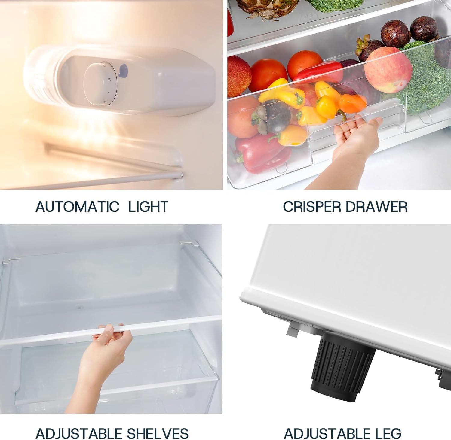 imageUpstreman 77 Cu Ft Refrigerator with Freezer Double Door Fridge with Adjustable Thermostat Reversible Door Large Capacity Refrigerator for Apartment Dorm Office Kitchen Red BD75White