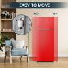 imageUpstreman 77 Cu Ft Refrigerator with Freezer Double Door Fridge with Adjustable Thermostat Reversible Door Large Capacity Refrigerator for Apartment Dorm Office Kitchen Red BD75Red