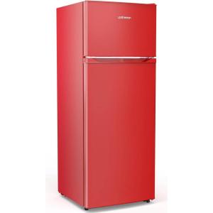 imageUpstreman 77 Cu Ft Refrigerator with Freezer Double Door Fridge with Adjustable Thermostat Reversible Door Large Capacity Refrigerator for Apartment Dorm Office Kitchen Red BD75Red