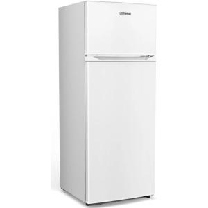 imageUpstreman 77 Cu Ft Refrigerator with Freezer Double Door Fridge with Adjustable Thermostat Reversible Door Large Capacity Refrigerator for Apartment Dorm Office Kitchen Red BD75White