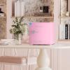 imageUpstreman 17 CuFt Retro Mini Fridge Low Noise Energy Saving Adjustable Thermostat Single Door Side Bottle Opener Metal Handle Compact Refrigerator for Office Bedroom DormFR17 PRO PinkPink