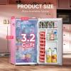 imageUpstreman 32 CuFt Retro Mini Fridge with Bottle Opener Energy Saving Adjustable Thermostat Metal Handle LED Lamp Mini Refrigerator for Bedroom Office DormBR321 PRO PinkPink