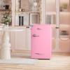 imageUpstreman 32 CuFt Retro Mini Fridge with Bottle Opener Energy Saving Adjustable Thermostat Metal Handle LED Lamp Mini Refrigerator for Bedroom Office DormBR321 PRO PinkPink