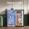 imageUpstreman 32 CuFt Retro Mini Fridge with Bottle Opener Energy Saving Adjustable Thermostat Metal Handle LED Lamp Mini Refrigerator for Bedroom Office DormBR321 PRO PinkBlack