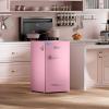 imageUpstreman 32 CuFt Retro Mini Fridge with Bottle Opener Energy Saving Adjustable Thermostat Metal Handle LED Lamp Mini Refrigerator for Bedroom Office DormBR321 PRO PinkPink