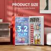 imageUpstreman 32 CuFt Retro Mini Fridge with Bottle Opener Energy Saving Adjustable Thermostat Metal Handle LED Lamp Mini Refrigerator for Bedroom Office DormBR321 PRO PinkRed