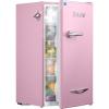 imageUpstreman 32 CuFt Retro Mini Fridge with Bottle Opener Energy Saving Adjustable Thermostat Metal Handle LED Lamp Mini Refrigerator for Bedroom Office DormBR321 PRO PinkPink