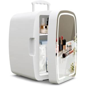 imageUpstreman Skincare Fridge with Mirror 6 Liter Mini Fridge for Skincare Makeup Fridge for Cosmetics Drinks ampamp Food Portable Personal Cooler for Bedroom Dorm and Car White