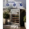 imageUpstreman 54 Bottle Wine Fridge 4065F Dual Zone Wine Cooler Refrigerator Small Builtin or Freestanding Wine Fridge with Stainless Steel Glass Door for Home Office or Kitchen W54