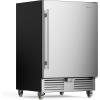 imageUpstreman 24 Inch Outdoor Refrigerator Under Counter Refrigerator with Stainless Steel Door Weatherproof LED Light Builtin or Freestanding Beverage Fridge for Home Patio or Commercial UseBR50