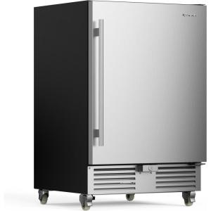 imageUpstreman 24 Inch Outdoor Refrigerator Under Counter Refrigerator with Stainless Steel Door Weatherproof LED Light Builtin or Freestanding Beverage Fridge for Home Patio or Commercial UseBR50